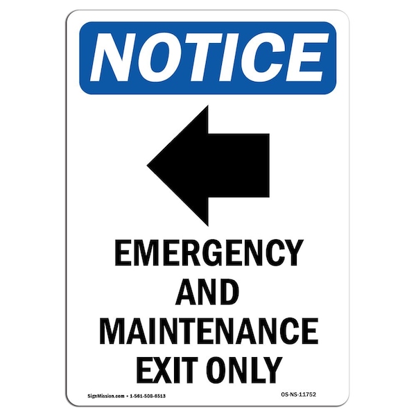 Sign, 5" H, Emergency And Maintenance Sign With Symbol, Portrait, NS-D-35-V-11752-10PK